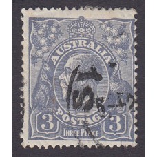 Australian    King George V    3d Blue    Small Multiple Perf 13 ½ x 12½  Crown WMK  Plate Variety 3..